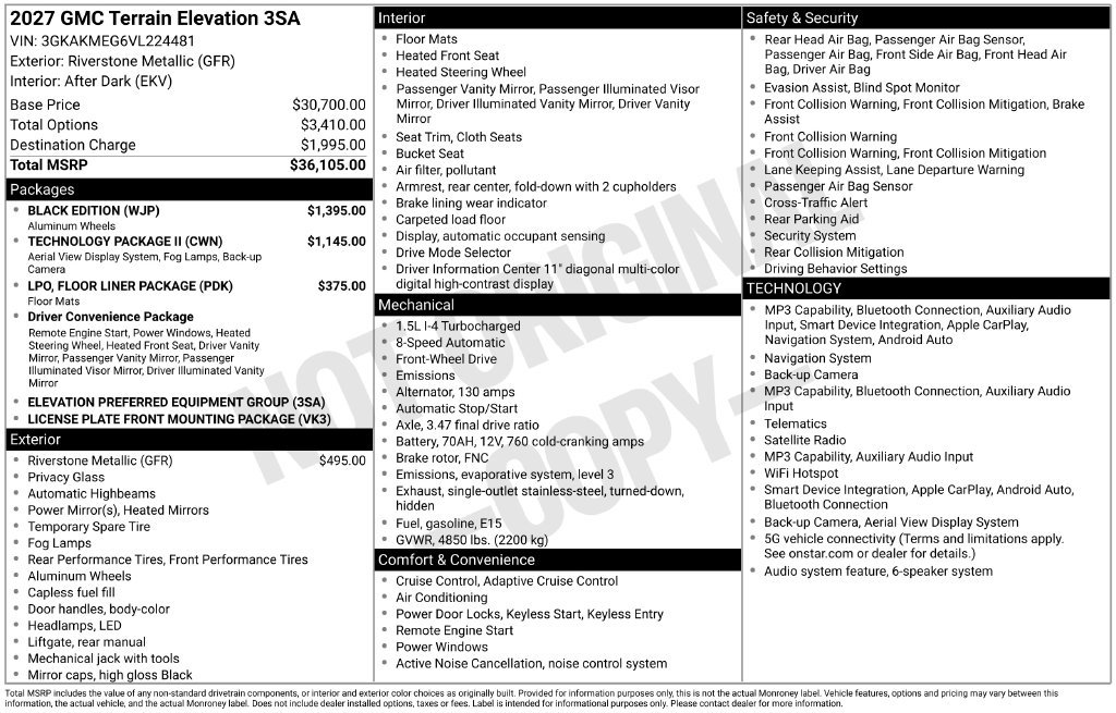 New 2027 GMC Terrain Elevation w/ Black Edition FWD image 2