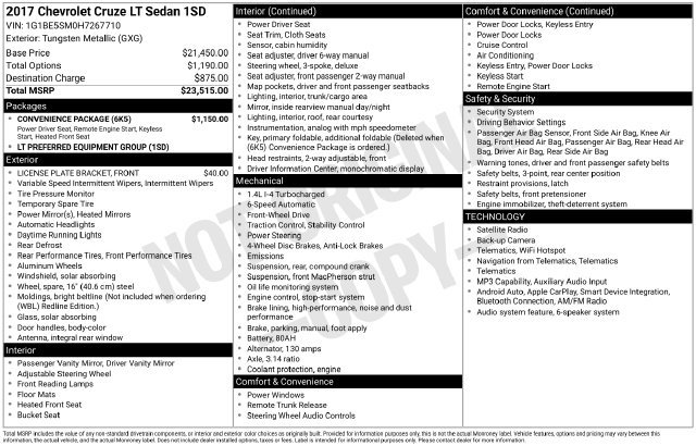 Used 2017 Chevrolet Cruze LT w/ Convenience Package FWD image 5