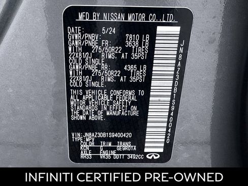 Certified 2025 INFINITI QX80 Sensory image 29