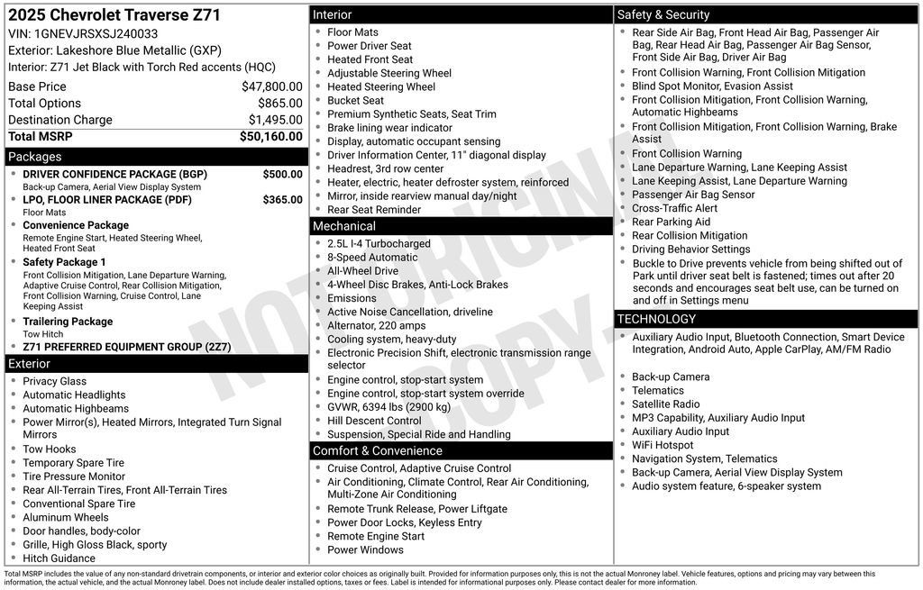 Used 2025 Chevrolet Traverse Z71 w/ Driver Confidence Package AWD/4WD image 2