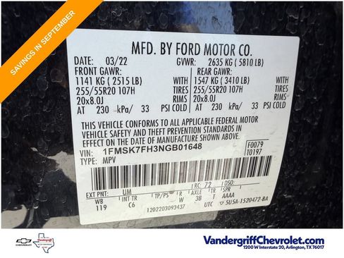 Used 2022 Ford Explorer Limited w/ Equipment Group 301A RWD image 30