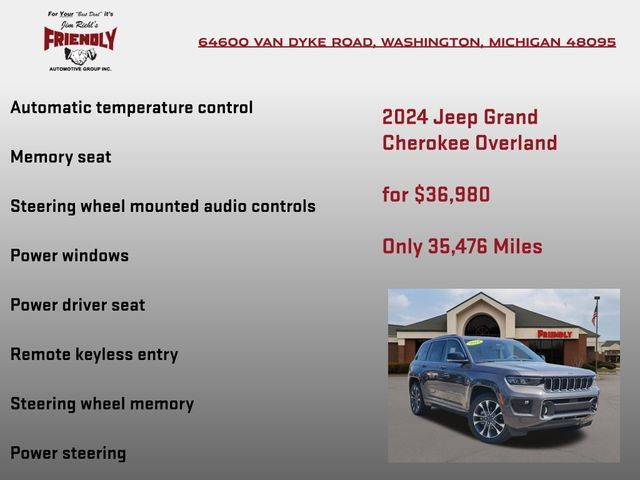 Certified 2024 Jeep Grand Cherokee Overland w/ Luxury Tech Group IV AWD/4WD image 20
