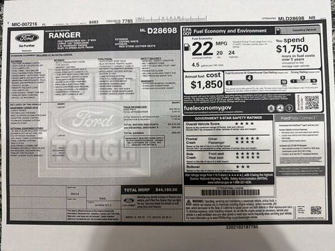 Certified 2021 Ford Ranger Lariat w/ Equipment Group 501A High AWD/4WD image 30