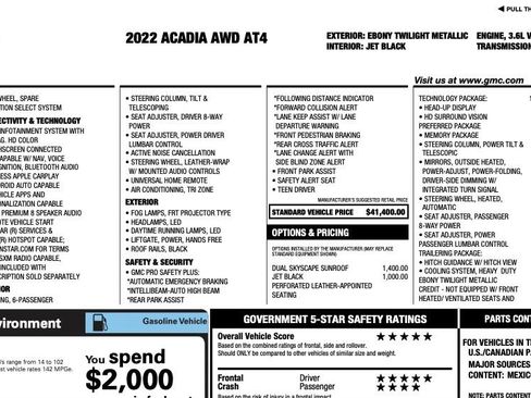 Used 2022 GMC Acadia AT4 w/ Technology Package AWD/4WD image 2