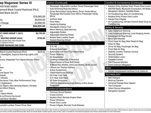 Used 2022 Jeep Wagoneer Series III w/ Rear Seat Video Group 1 image 1