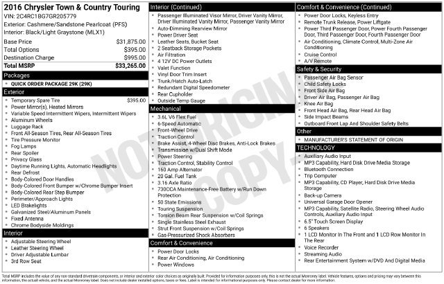 Used 2016 Chrysler Town & Country Touring FWD image 32