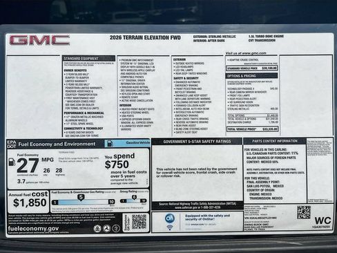 New 2026 GMC Terrain Elevation w/ Technology Package II FWD image 21