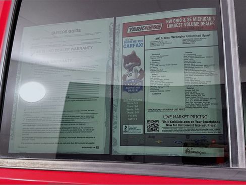 Certified 2016 Jeep Wrangler Unlimited Sport w/ Quick Order Package 24S image 14