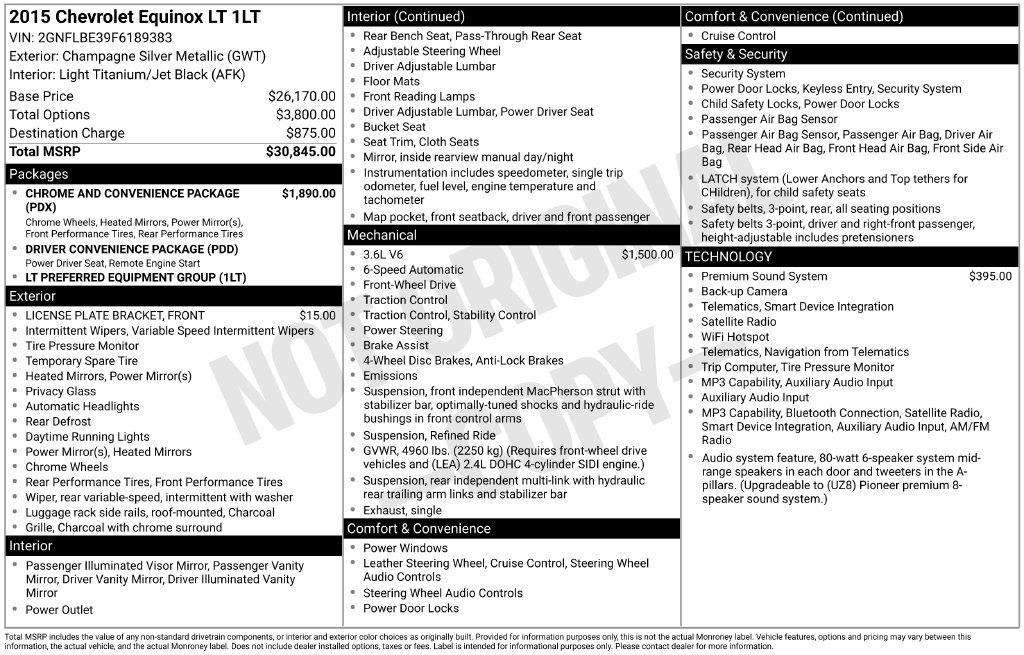 Used 2015 Chevrolet Equinox LT FWD image 5