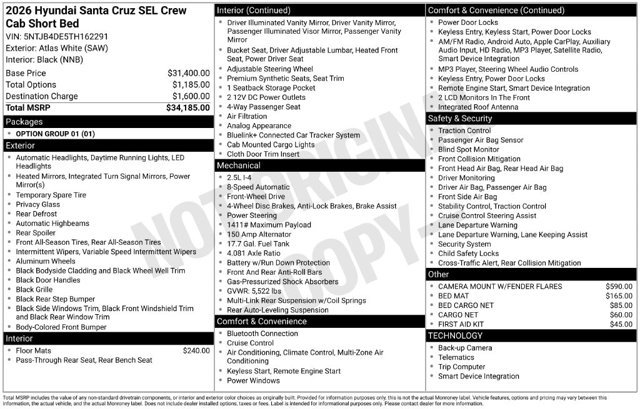 Certified 2026 Hyundai Santa Cruz SEL FWD image 2