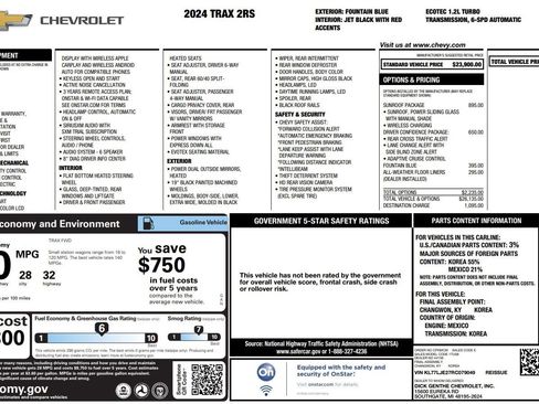 Used 2024 Chevrolet Trax RS w/ Sunroof Package FWD image 38