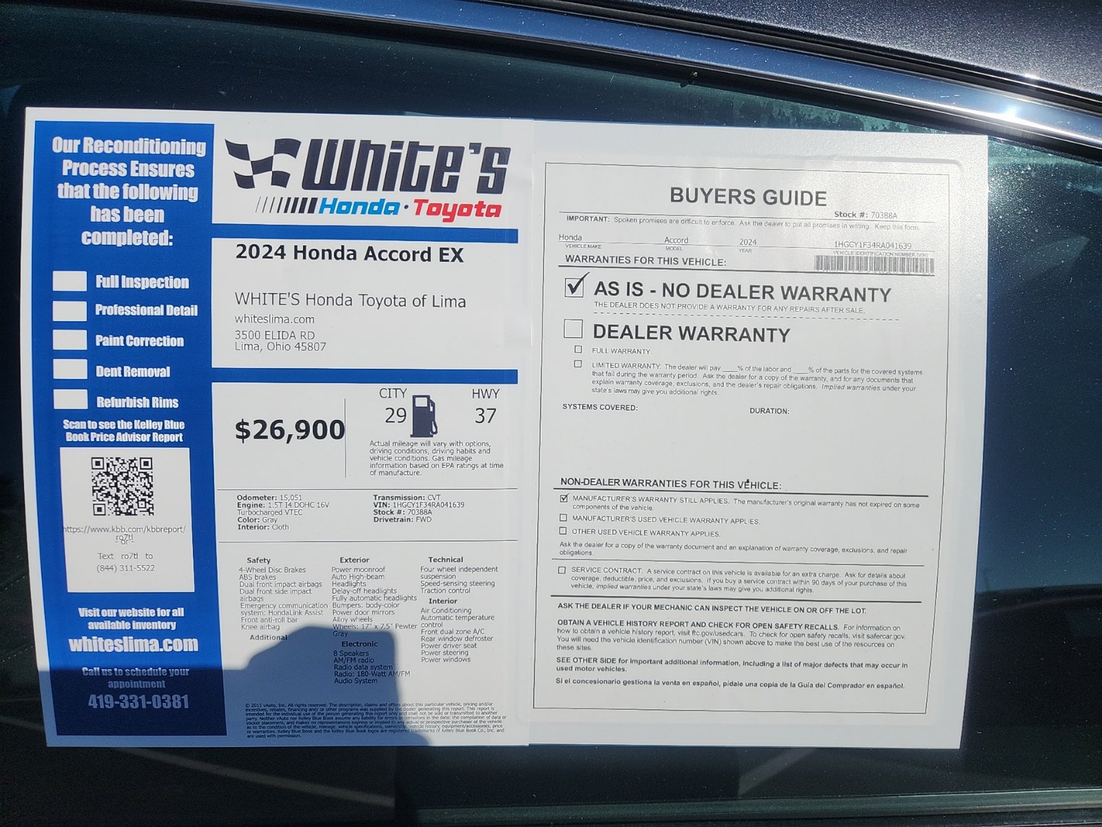 Used 2024 Honda Accord EX image 12