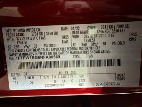 Certified 2022 Ford F150 Raptor w/ Raptor 37 Performance Package AWD/4WD image 32