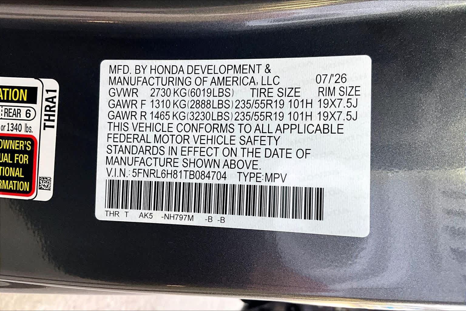 New 2026 Honda Odyssey Touring image 20