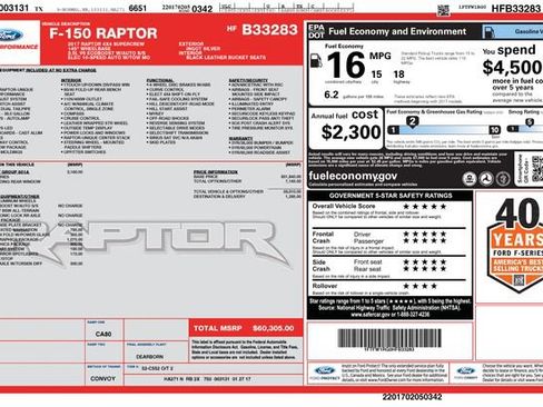Used 2017 Ford F150 Raptor w/ Equipment Group 801A Mid image 18