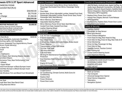 Used 2025 Genesis G70 3.3T Advanced w/ Sport Prestige Package image 34