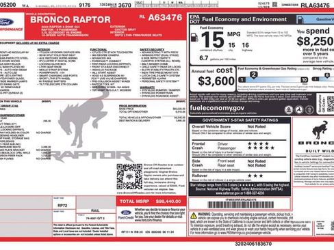 Used 2024 Ford Bronco Raptor w/ Interior Carbon Fiber Pack 6 image 50