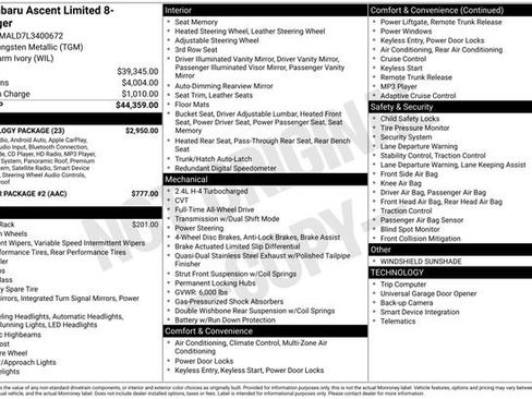 Used 2020 Subaru Ascent Limited w/ Technology Package image 37