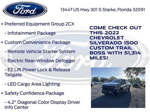 Used 2022 Chevrolet Silverado 1500 Custom Trail Boss w/ Safety Confidence Package AWD/4WD image 22