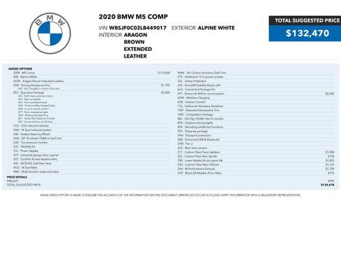 Used 2020 BMW M5 w/ Executive Package AWD/4WD image 3