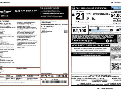 Used 2022 Genesis G70 3.3T image 4