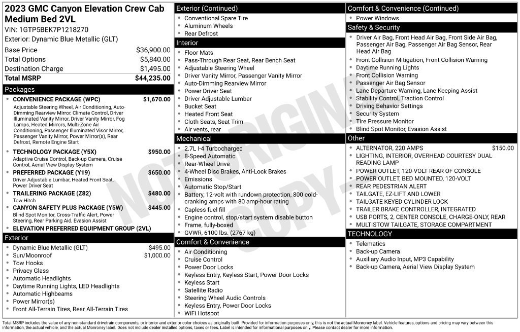 Used 2023 GMC Canyon Elevation w/ Convenience Package RWD image 7