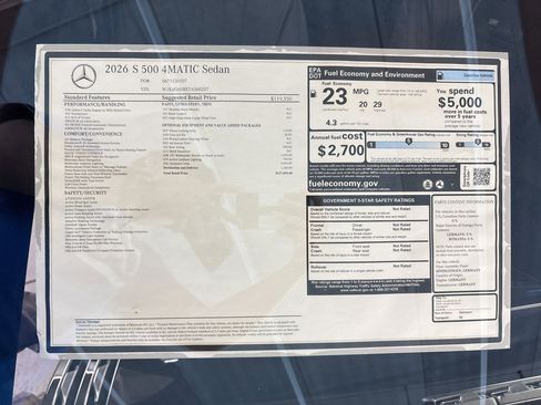 New 2026 Mercedes-Benz S 500 4MATIC image 31