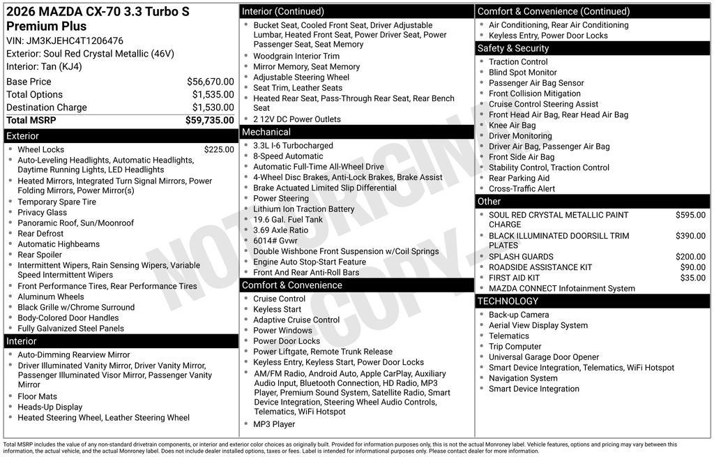 New 2026 MAZDA CX-70 3.3 Turbo S w/ Premium Plus AWD/4WD image 37