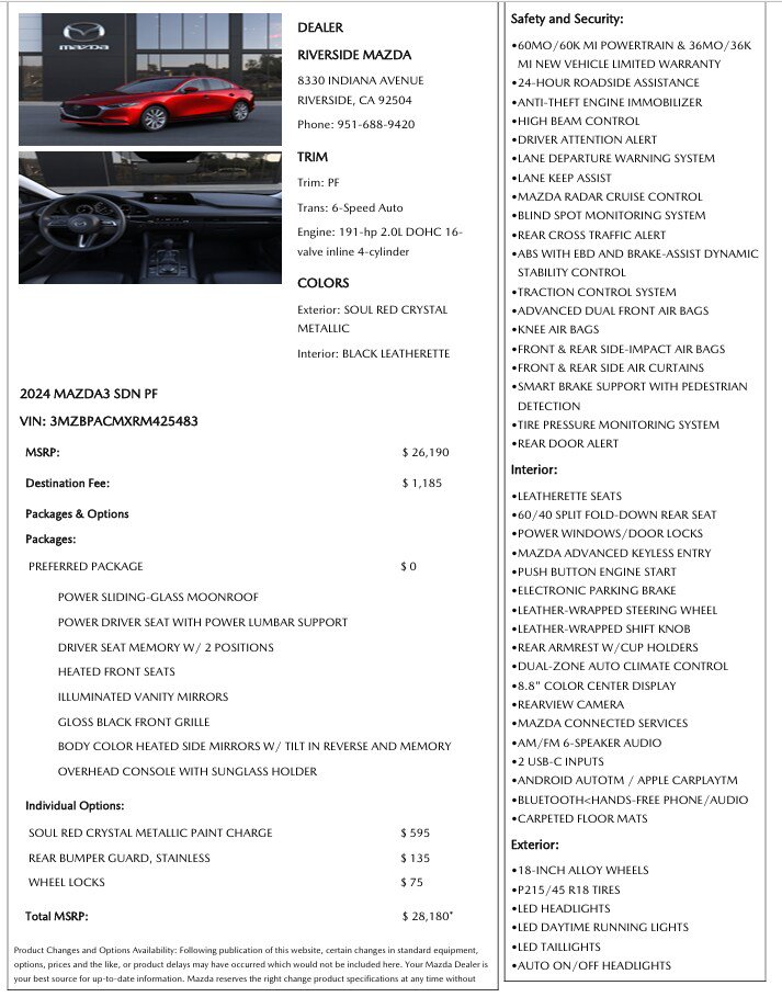 Used 2024 MAZDA MAZDA3 s FWD image 14
