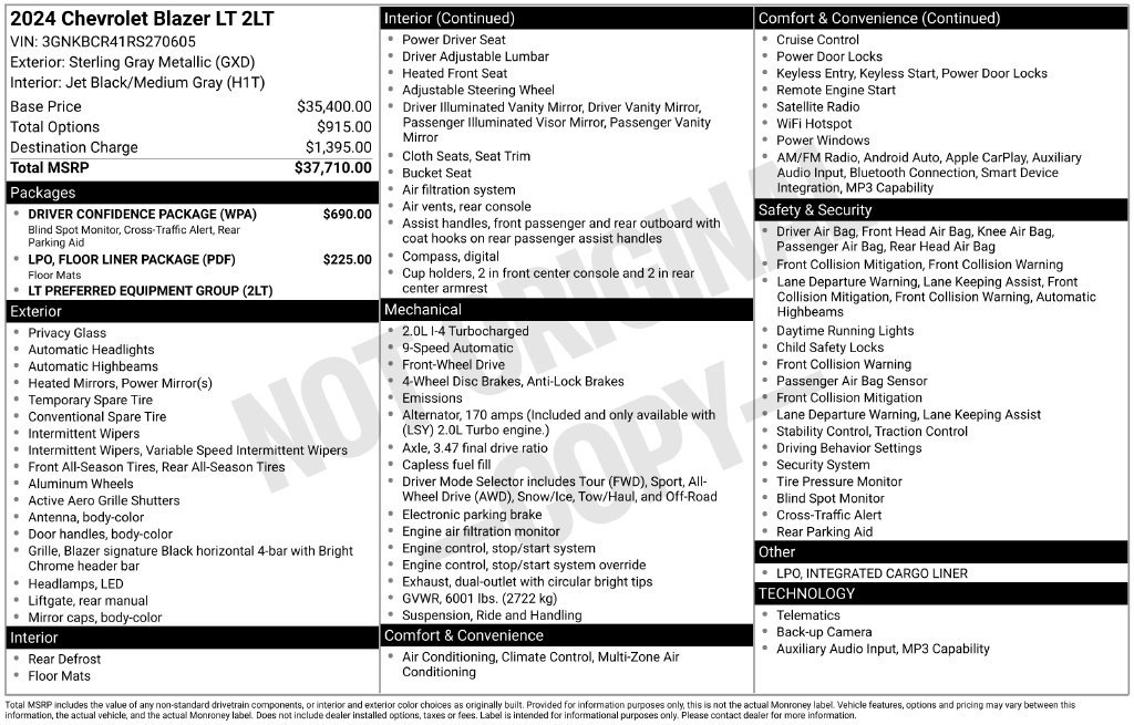Used 2024 Chevrolet Blazer LT w/ Driver Confidence Package FWD image 6