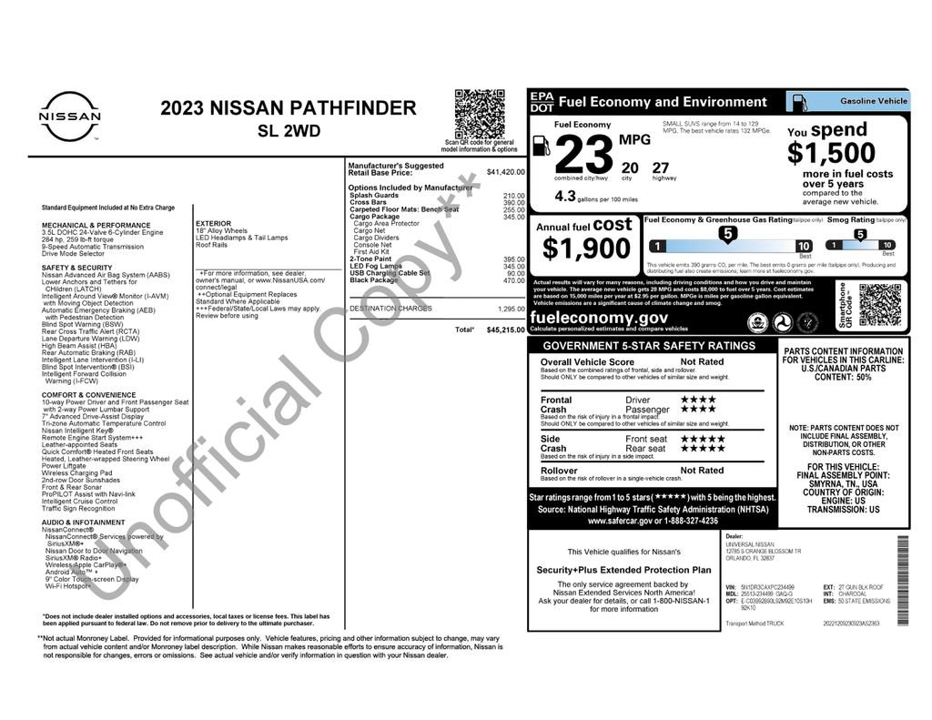 Certified 2023 Nissan Pathfinder SL w/ Black Appearance Package FWD image 33