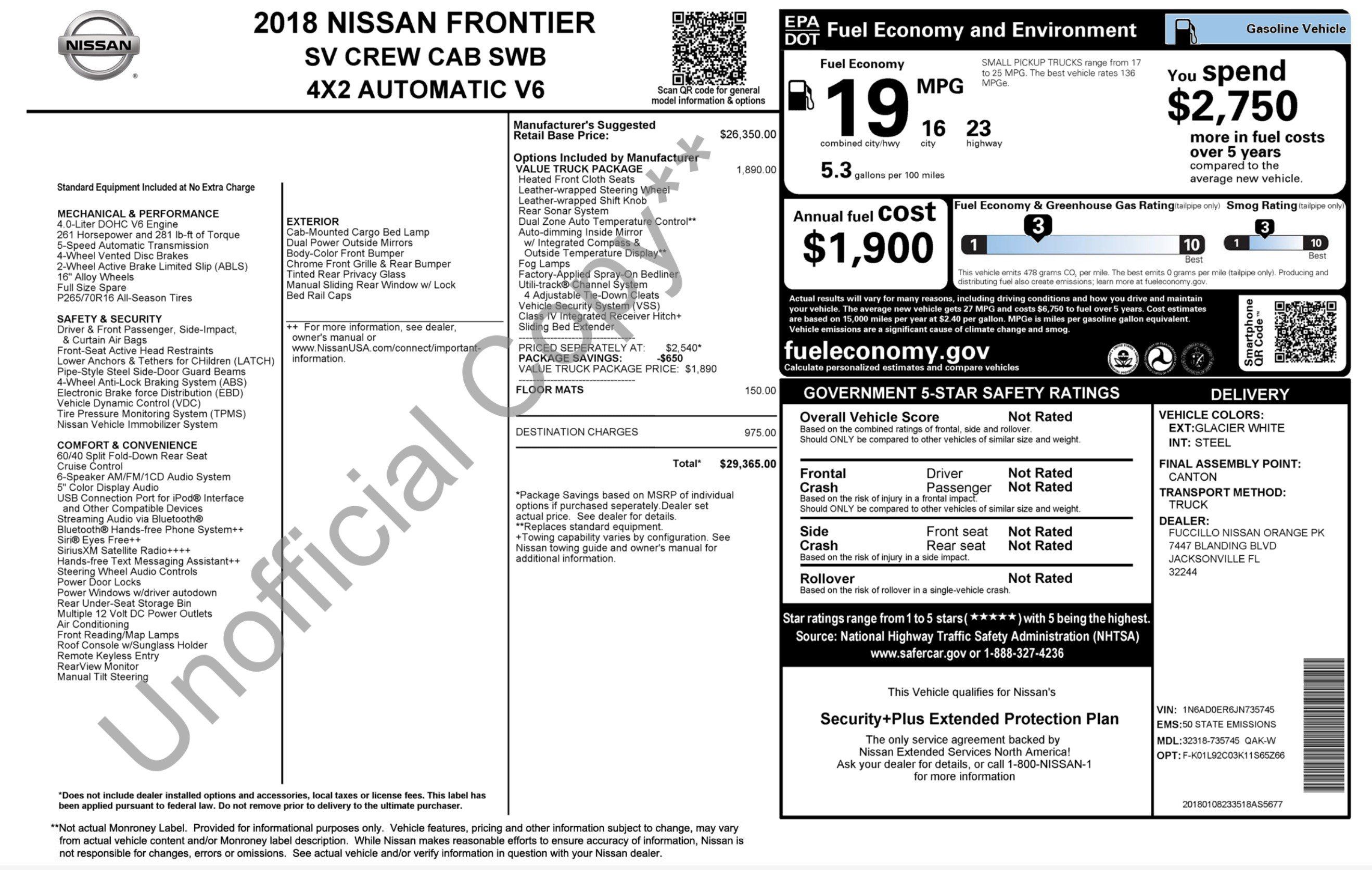 Used 2018 Nissan Frontier SV w/ Value Truck Package RWD image 2