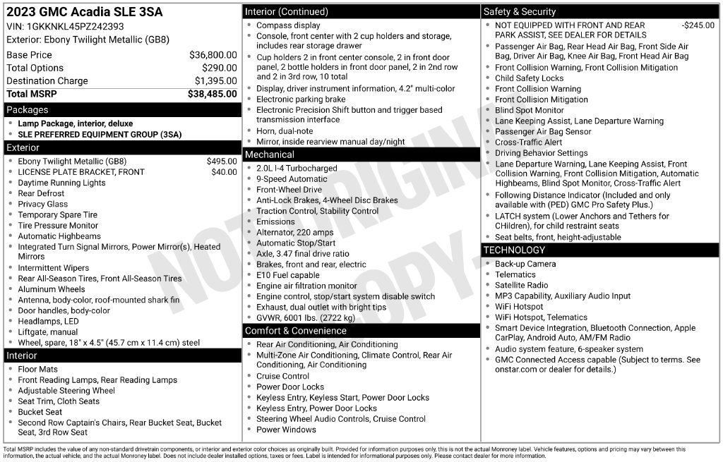 Used 2023 GMC Acadia SLE FWD image 1