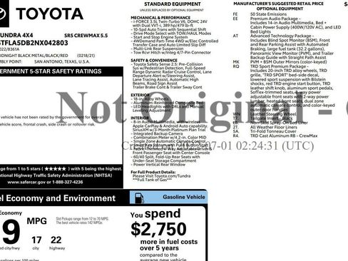 Used 2022 Toyota Tundra SR5 w/ TRD Sport Premium Package image 2