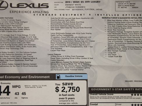 Used 2019 Lexus ES 300h Luxury image 86