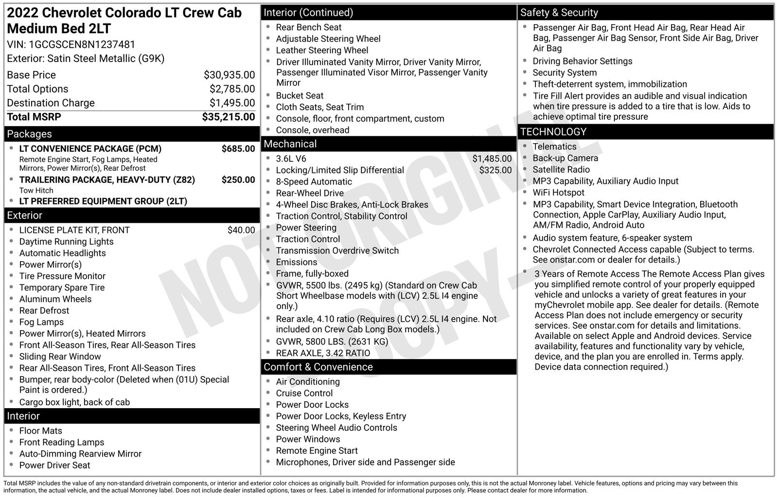 Used 2022 Chevrolet Colorado LT w/ LT Convenience Package RWD image 6