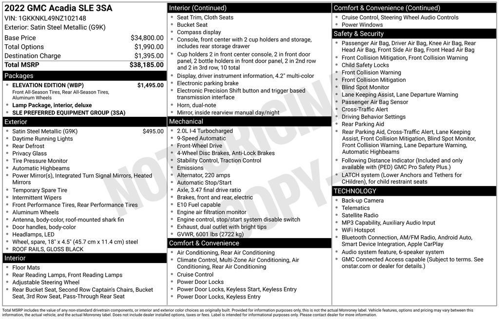 Used 2022 GMC Acadia SLE w/ Elevation Edition FWD image 4