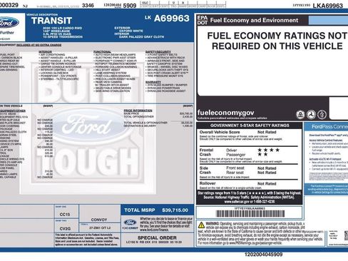 Used 2020 Ford Transit 150 Low Roof w/ Upfitter Package RWD image 17