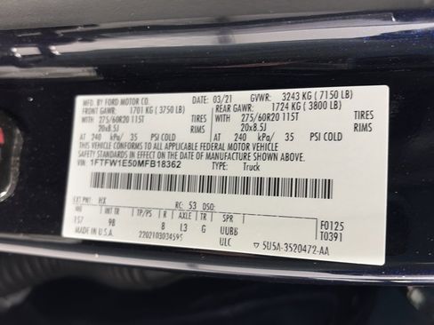 Certified 2021 Ford F150 Platinum w/ Equipment Group 701A High image 9