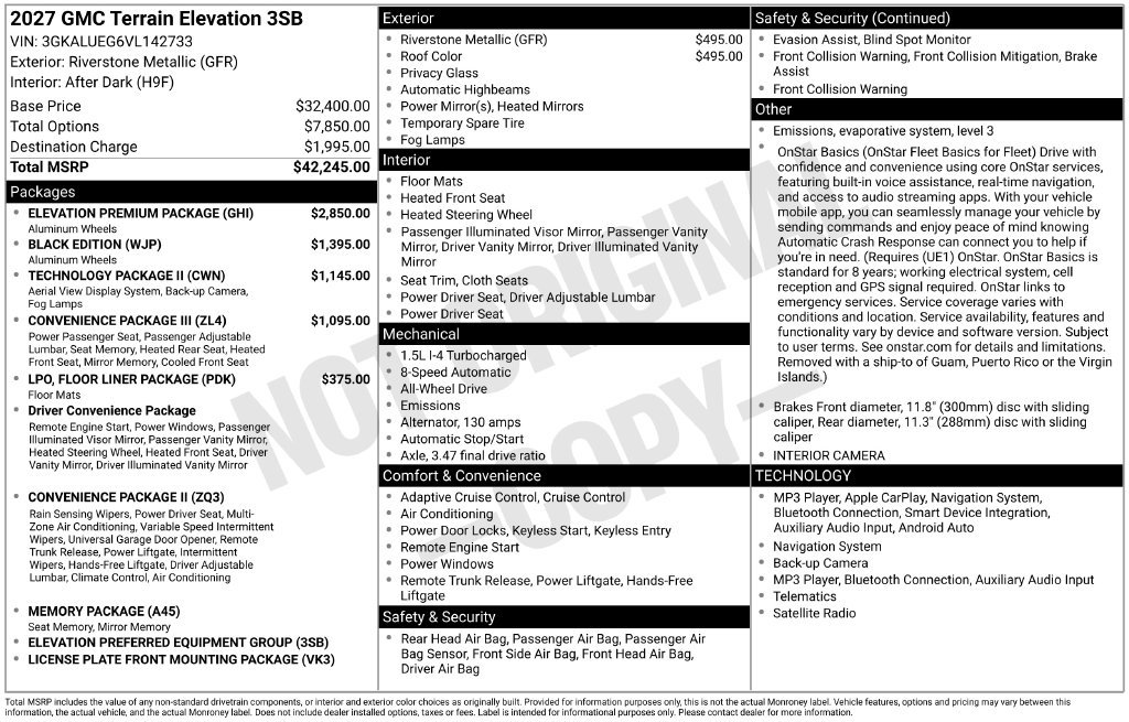New 2027 GMC Terrain Elevation w/ Elevation Premium Package AWD/4WD image 2