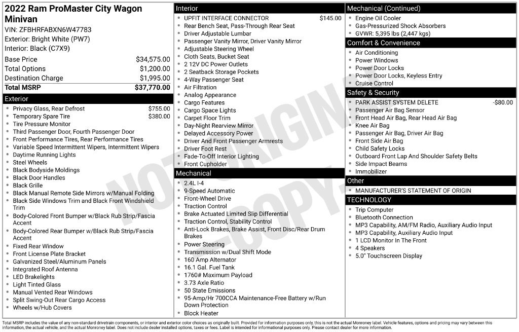 Used 2022 RAM ProMaster City Wagon FWD image 18