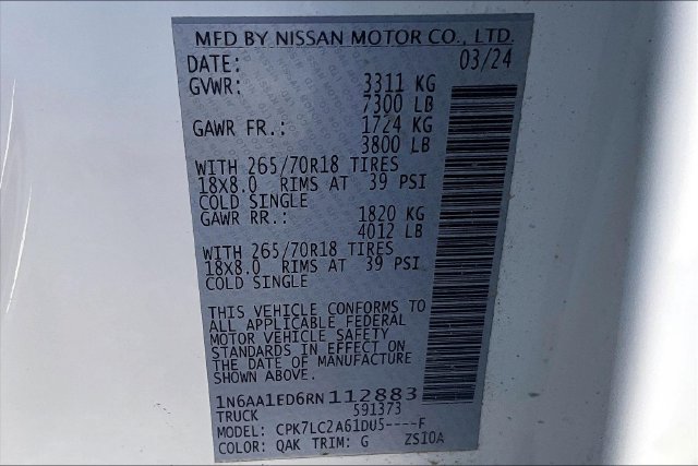 Used 2024 Nissan Titan SV w/ SV Convenience Package AWD/4WD image 20
