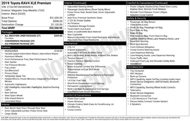 Used 2019 Toyota RAV4 XLE Premium w/ All Weather Liner Package AWD/4WD image 21