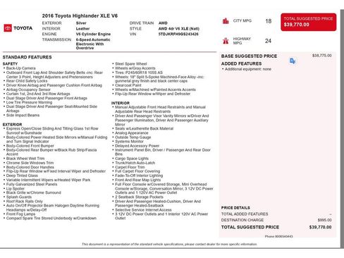 Used 2016 Toyota Highlander XLE AWD/4WD image 3