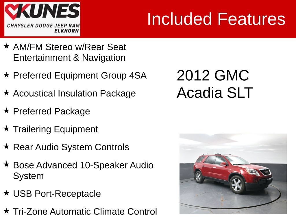 Used 2012 GMC Acadia SLT AWD/4WD image 4