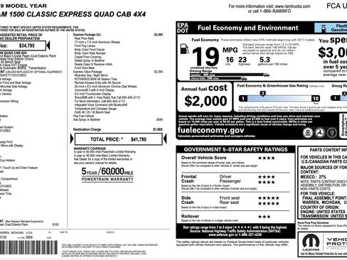 Used 2019 RAM 1500 Express w/ Express Value Package AWD/4WD image 2