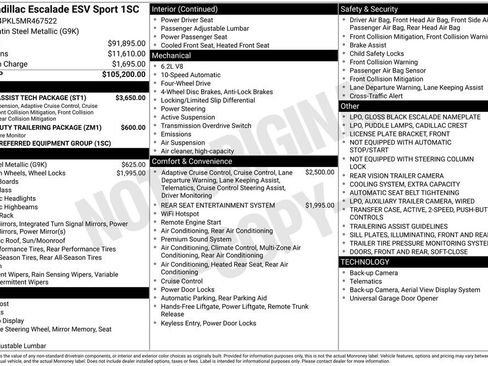 Used 2021 Cadillac Escalade ESV Sport w/ Driver Assist Tech Package image 47