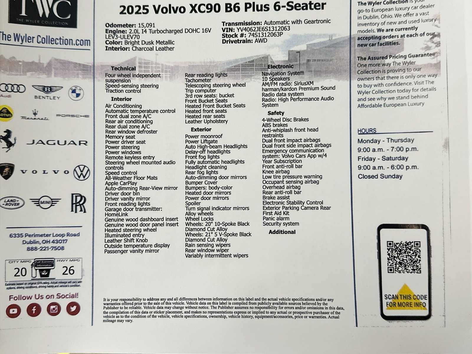Used 2025 Volvo XC90 B6 Plus w/ Protection Package Premier AWD/4WD image 48