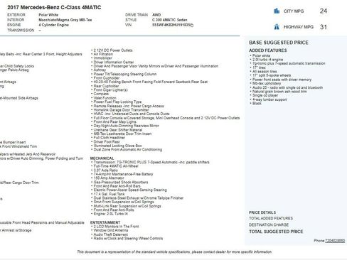 Used 2017 Mercedes-Benz C 300 4MATIC Sedan image 2