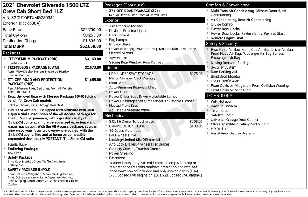 Used 2021 Chevrolet Silverado 1500 LTZ w/ LTZ Premium Package AWD/4WD image 2
